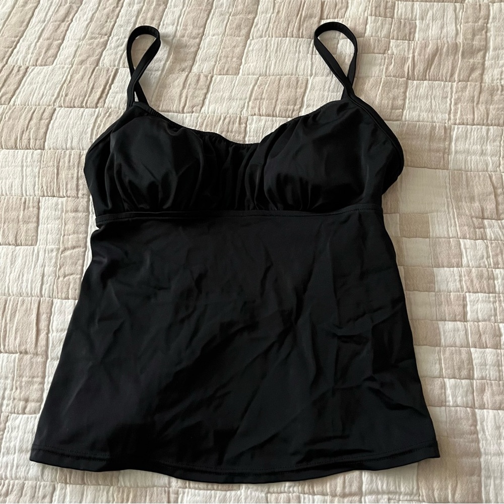 Caribbean Joe Tankini Top in Black - Size 10